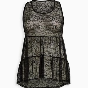 Black Lace Tiered Babydoll Tunic Tank
